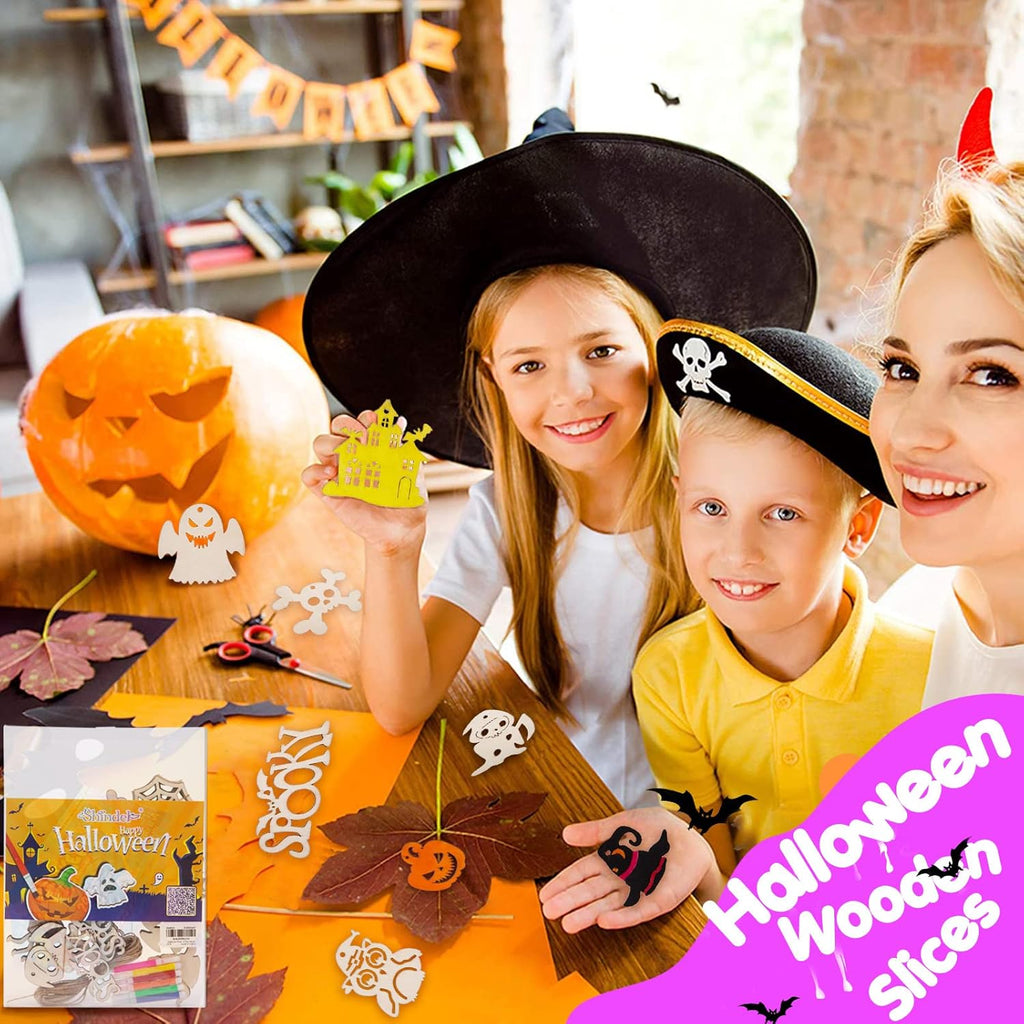 Set 72 Figuras de Madera para Halloween con Cuerda