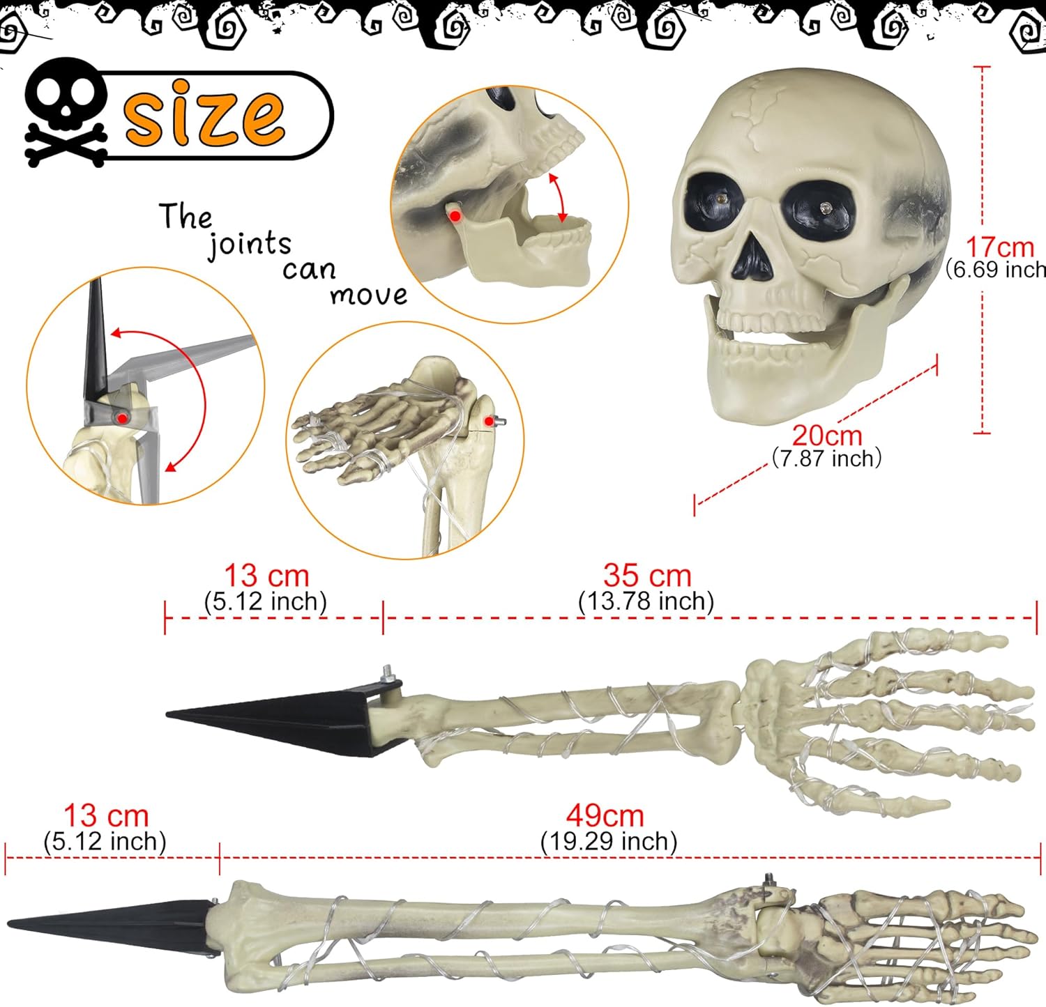 Esqueleto Iluminado Halloween con Luces LED Púrpura y Ojos Rojos