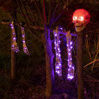 Esqueleto Iluminado Halloween con Luces LED Púrpura y Ojos Rojos