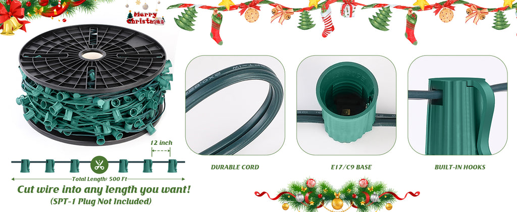 Luces de Cadena LED C9 Comerciales Brightever de 152 Metros para Exteriores