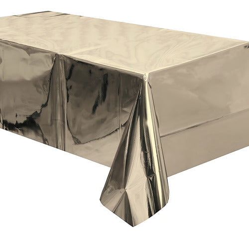 Mantel Rectangular Fiesta Metálico Decoración Color Beige