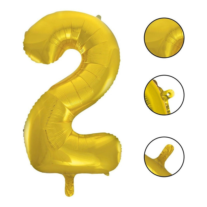 Globo Metálico Números 32 Pulgadas (80 Cm) Color Oro