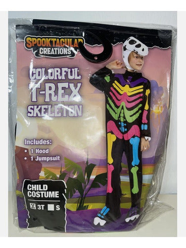 Disfraz Infantil Dinosaurio T-rex Esqueleto De Colores Fiestas Halloween