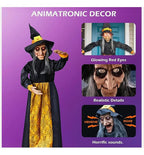 Decoracion De Halloween Bruja Colgante Parlante Ojos Rojos