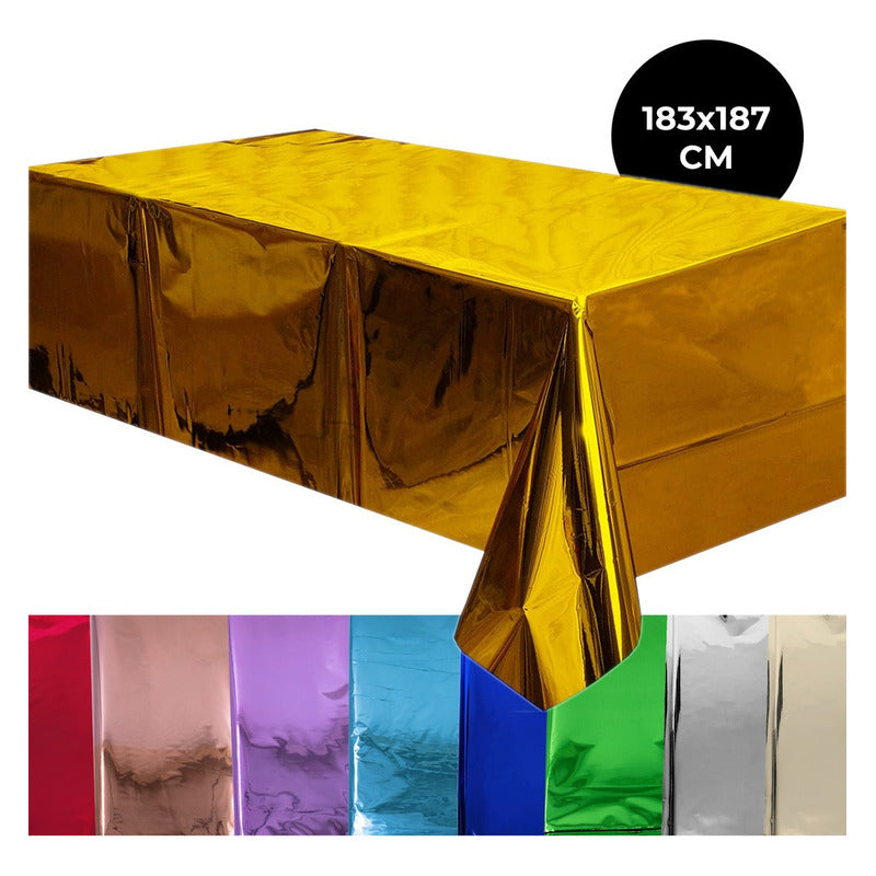 Mantel Rectangular Fiesta Metálico Decoración Color Fucsia