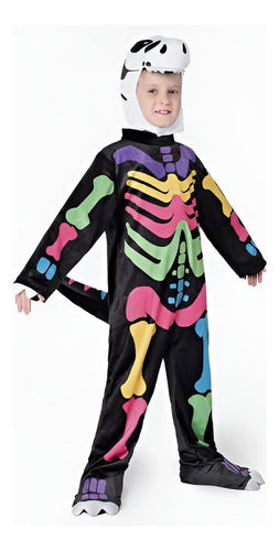 Disfraz Infantil Dinosaurio T-rex Esqueleto De Colores Fiestas Halloween