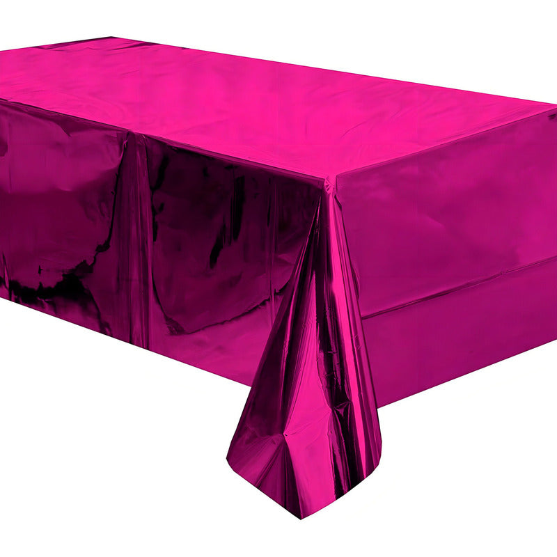 Mantel Rectangular Fiesta Metálico Decoración Color Fucsia