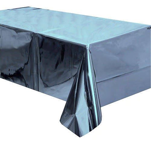 Mantel Rectangular Fiesta Metálico Decoración Color Azul Cielo