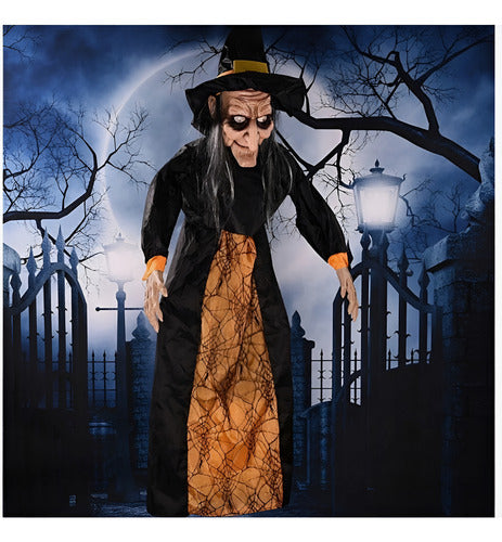 Decoracion De Halloween Bruja Colgante Parlante Ojos Rojos