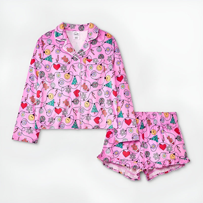Conjunto De Pijama Rosa De Dos Piezas Para Niña