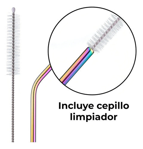 Popote Metálico (6 Piezas) Tornasol Y Plata