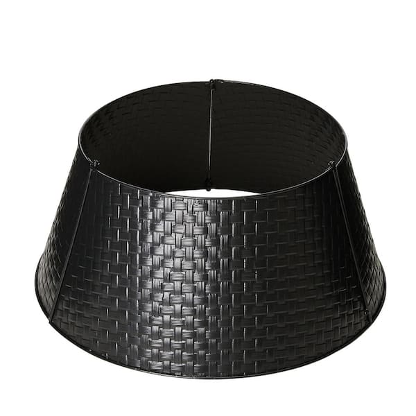 Collar de Árbol de Navidad Metálico Negro Martillado Glitzhome 102.8 cm Diámetro