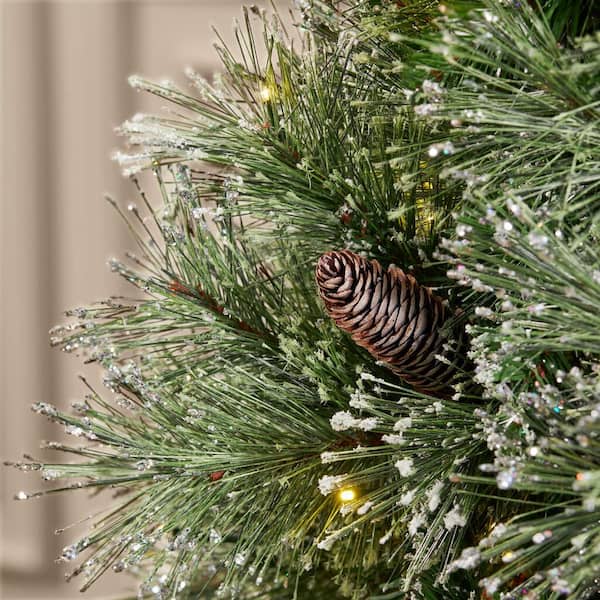 Árbol de Navidad Artificial Delgado Amelia Brillante con Luces LED de 2.13 m