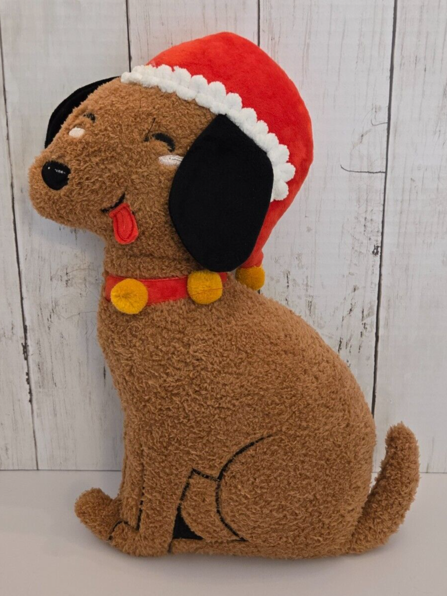 Almohada Navideña de Perro en Piel Sintética Marrón