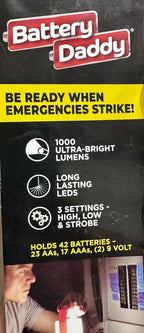 Linterna Ultrabrillante Battery Daddy y Estuche de Almacenamiento de Baterías