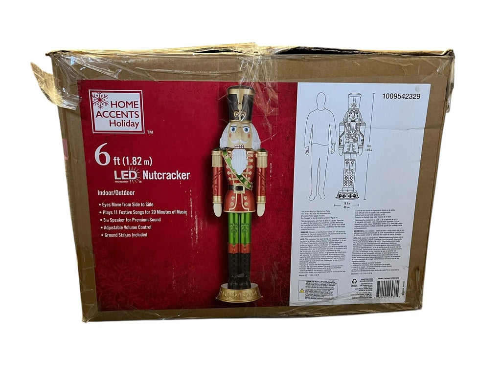 Decoración de jardín Nutcracker LED 6 pies rojo y verde