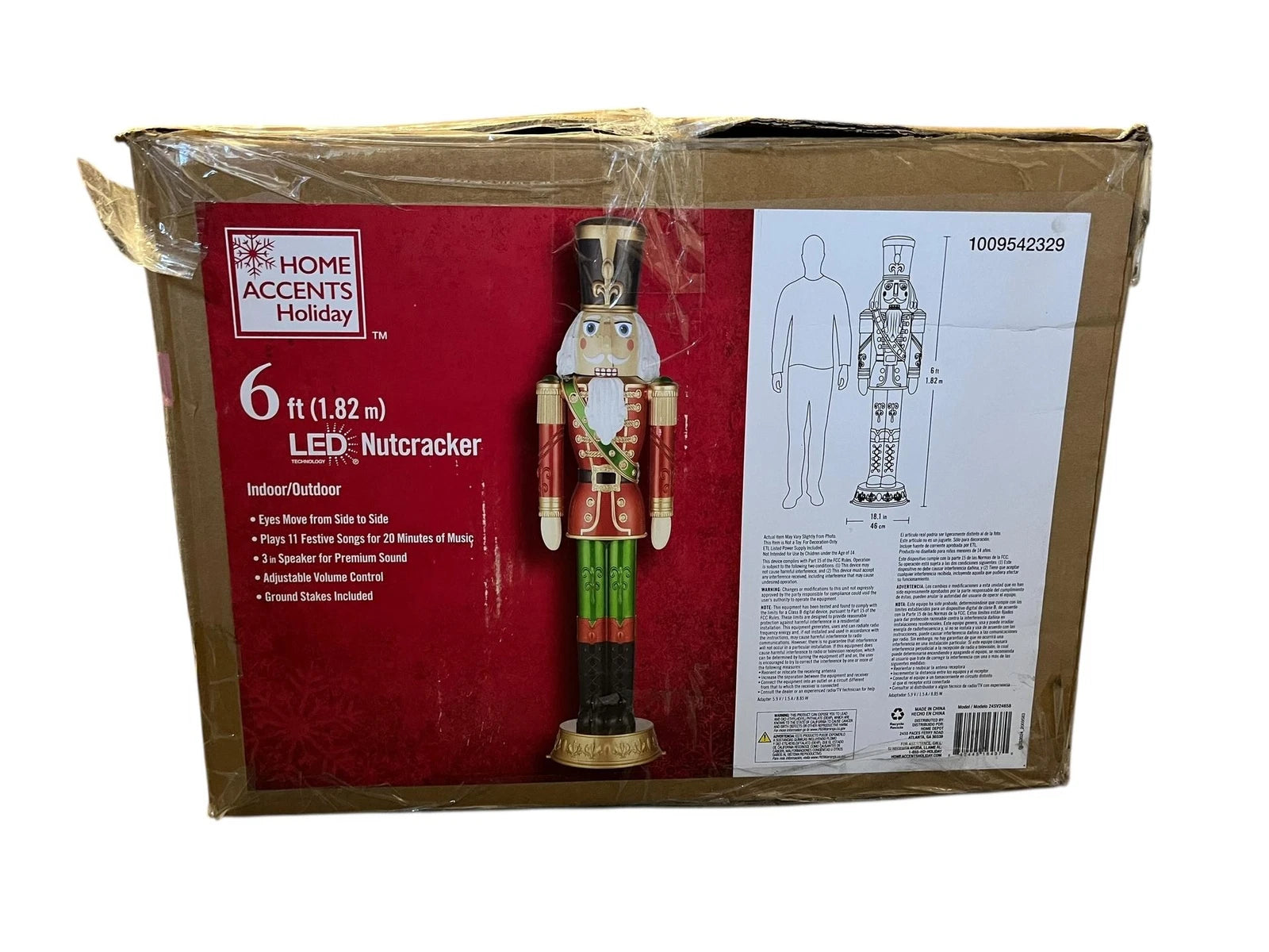 Decoración de jardín Nutcracker LED 6 pies rojo y verde