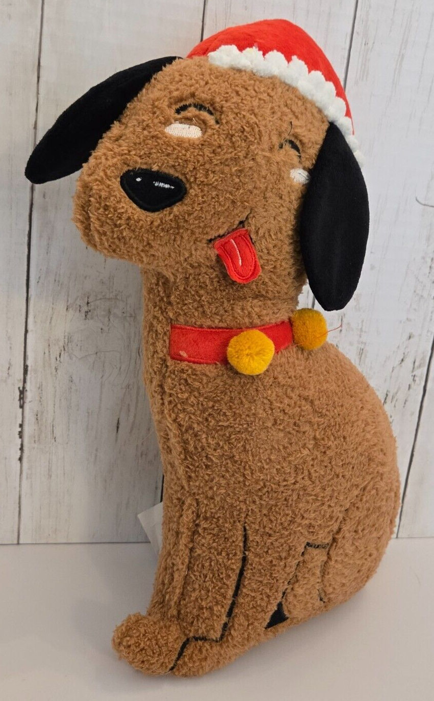 Almohada Navideña de Perro en Piel Sintética Marrón