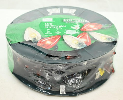 Luces LED C9 Rojas y Blancas Cálidas de 30.5m para Festividades Hogareñas