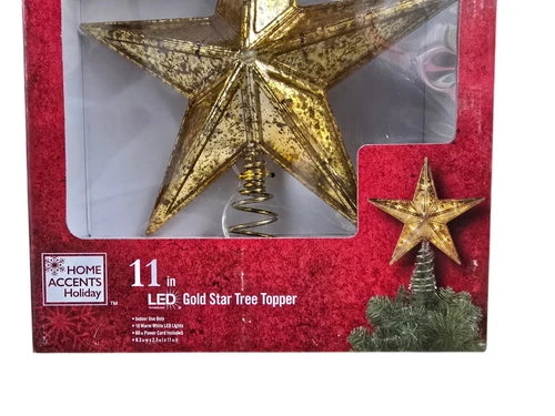 Brillante Estrella Dorada LED de 28cm para Decorar la Cima del Árbol de Navidad
