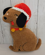 Almohada Navideña de Perro en Piel Sintética Marrón