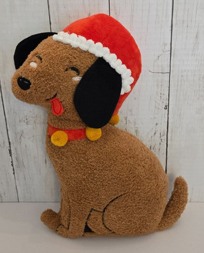 Almohada Navideña de Perro en Piel Sintética Marrón