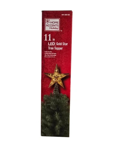 Brillante Estrella Dorada LED de 28cm para Decorar la Cima del Árbol de Navidad