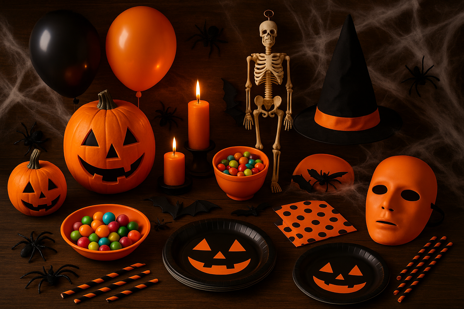 una imagen de productos basicos para la fiesta de halloween