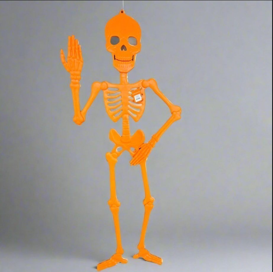 DECORACION HALLOWEEN ESQUELETO PLASTICO 149.8CM NARANJA