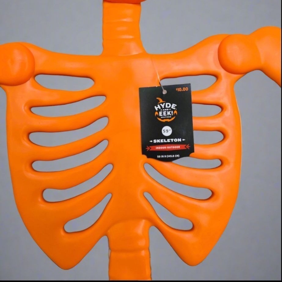 DECORACION HALLOWEEN ESQUELETO PLASTICO 149.8CM NARANJA