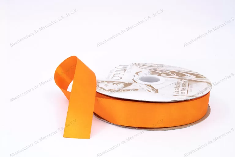LISTON CATALUÑA SATINADO 151/9 MANDARINA ROLLO C/50 MTS