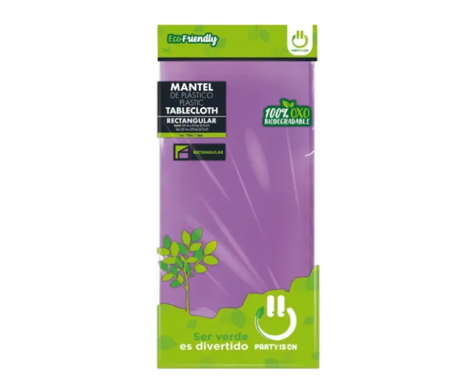 MANTEL DE PLASTICO PARTY IS ON RECTANGULAR MORADO