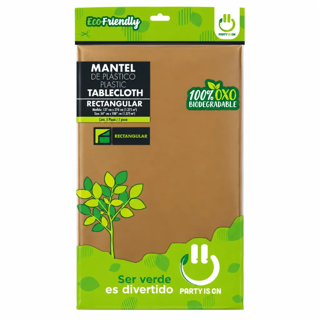 MANTEL DE PLASTICO PARTY IS ON RECTANGULAR DORADO