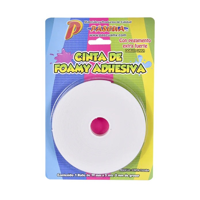 CINTA DE FOAMY ADHESIVA 19MMX5MTS DOBLE CARA 2MM