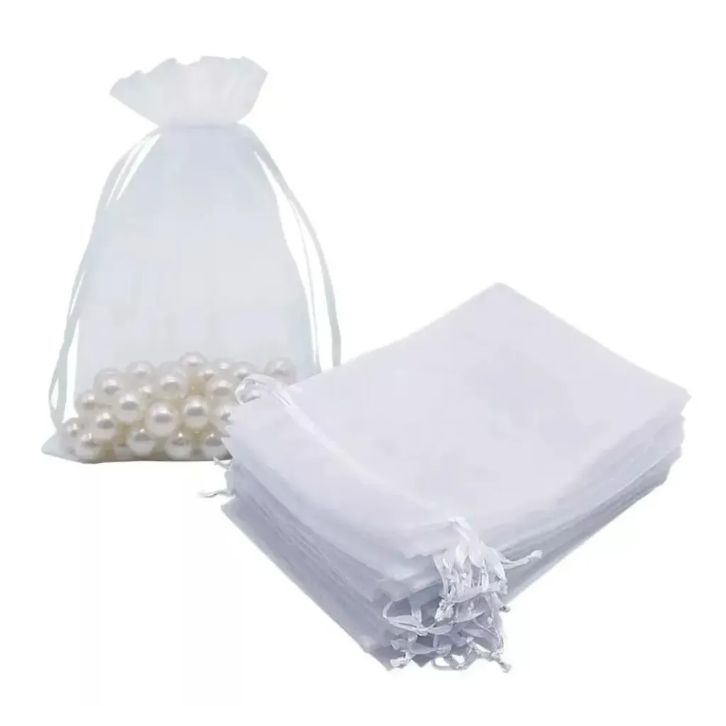 BOLSA DE ORGANZA MEDIANA 11X16CM BLANCO C/10 PZ