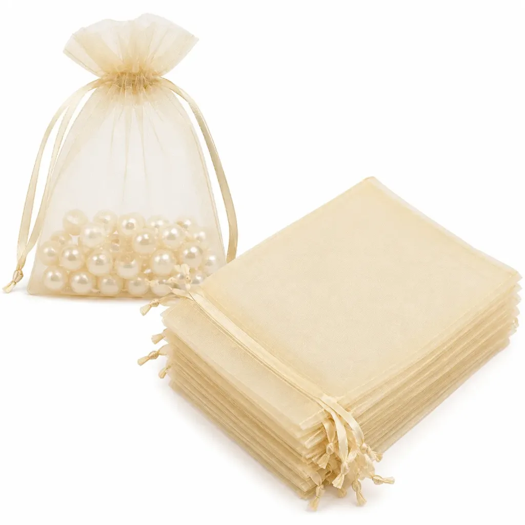 BOLSA DE ORGANZA CHICA 10X12CM BEIGE C/10 PZ