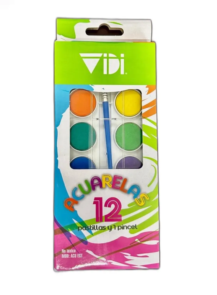 [7502268251369] ACUARELAS CON 12 PASTILLAS EN ESTUCHE ACU EST VIDI
