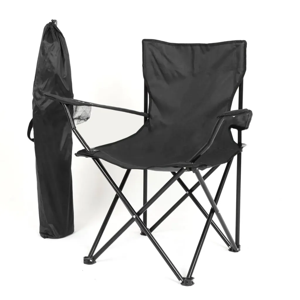 [0100202180006] SILLA DE CAMPING PLEGABLE NEGRA C/ PORTAVASO 20218-6