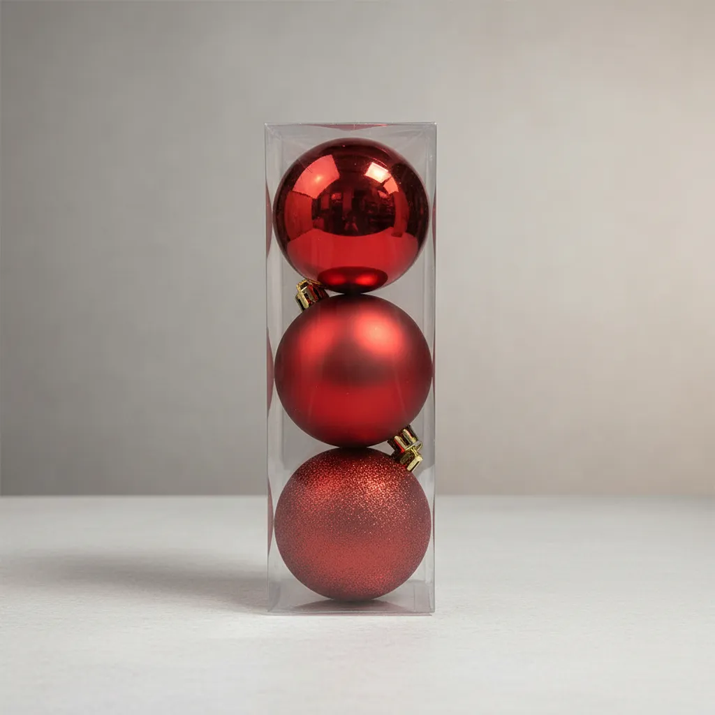 [155127] SET ESFERAS NAVIDEÑAS ROJO 12CM 3 PZA M6111-45