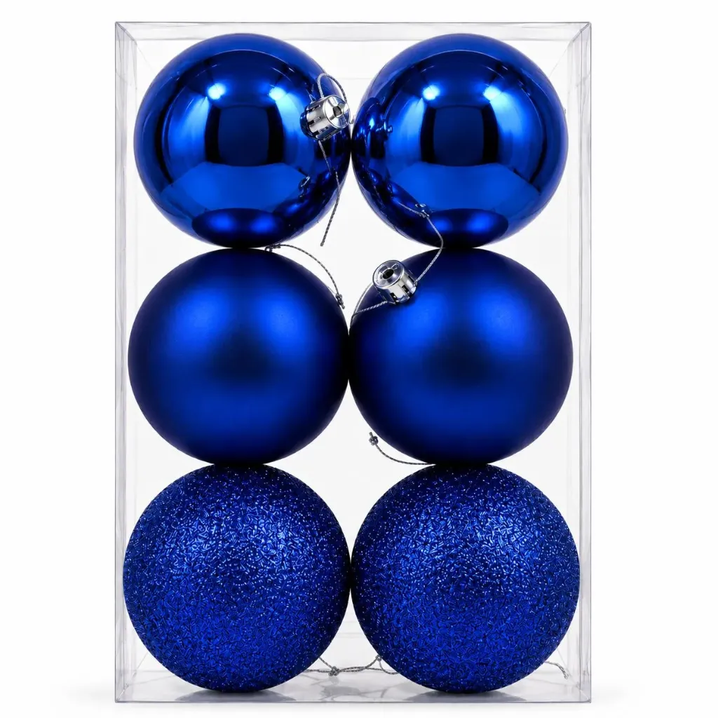 [155125] SET ESFERAS NAVIDEÑAS AZUL REY 10CM 6 PZA M6111-44