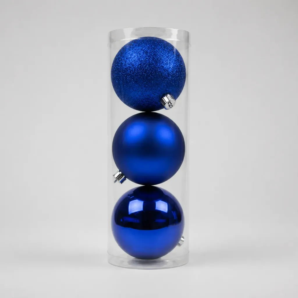 SET ESFERAS NAVIDEÑAS AZUL REY 12CM 3 PZA M6111-45