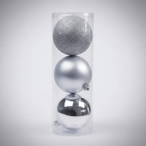 SET ESFERAS NAVIDEÑAS PLATA 12CM 3 PZA M6111-45