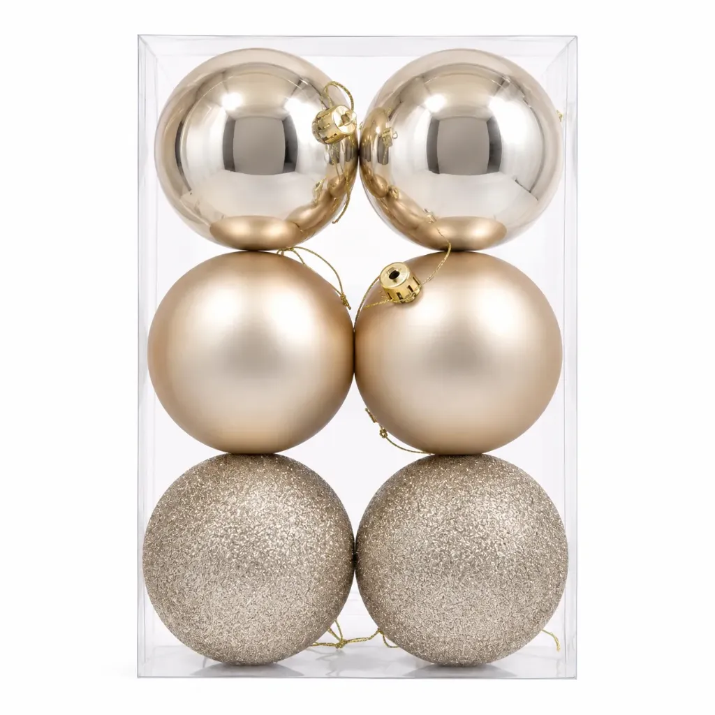 SET ESFERAS NAVIDEÑAS DORADO 10CM 6 PZA M6111-44