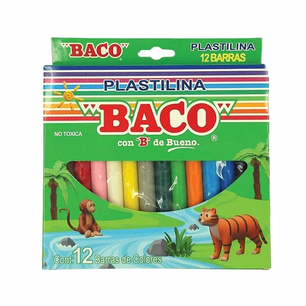 PLASTILINA C/12 BARRAS COLORES BACOPTPLB0015