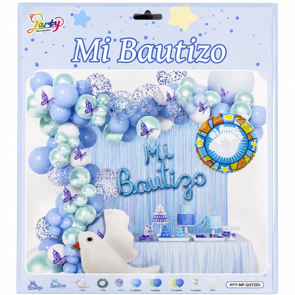 [6920250917054] SET DE GLOBOS GRANDE MI BAUTIZO AZUL HYY-MP-QQTZ05