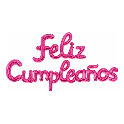 SET FELIZ CUMPLEAÑOS CURSIVO ROSA FUERTE LI25C-01