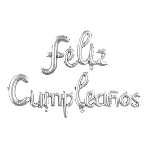 SET FELIZ CUMPLEAÑOS CURSIVO PLATA LI25C-01