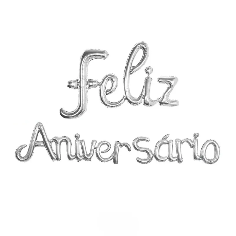 SET DE GLOBOS FELIZ ANIVERSARIO PLATA RK-021