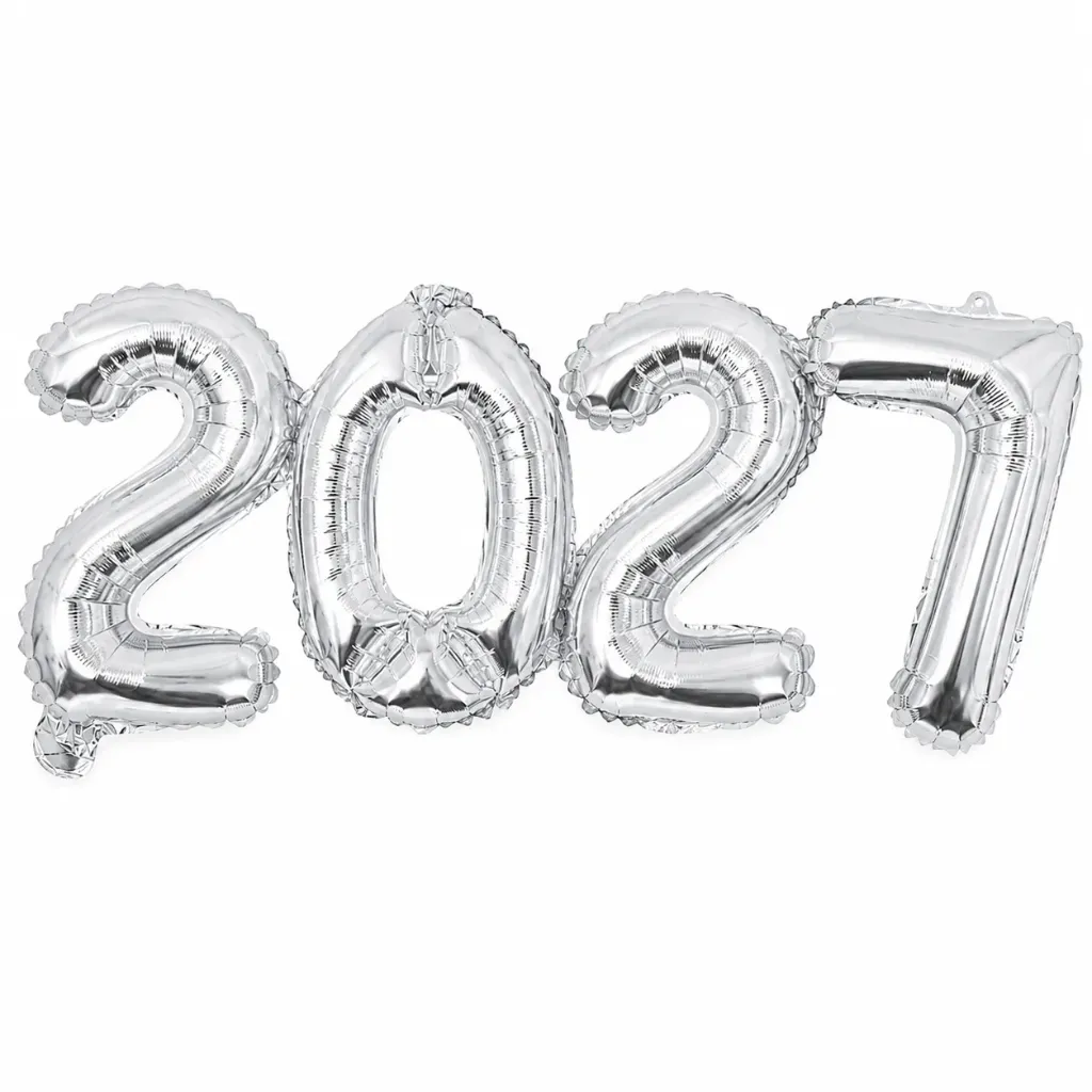 SET DE GLOBOS 2027 32" PLATA XN27-32