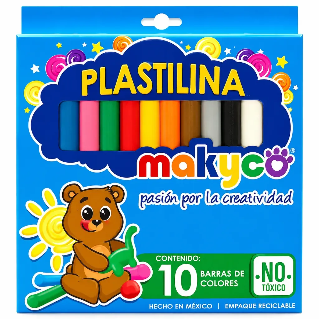 [7501290636137] PLASTILINA COLORES MAKYCO 10 PZA